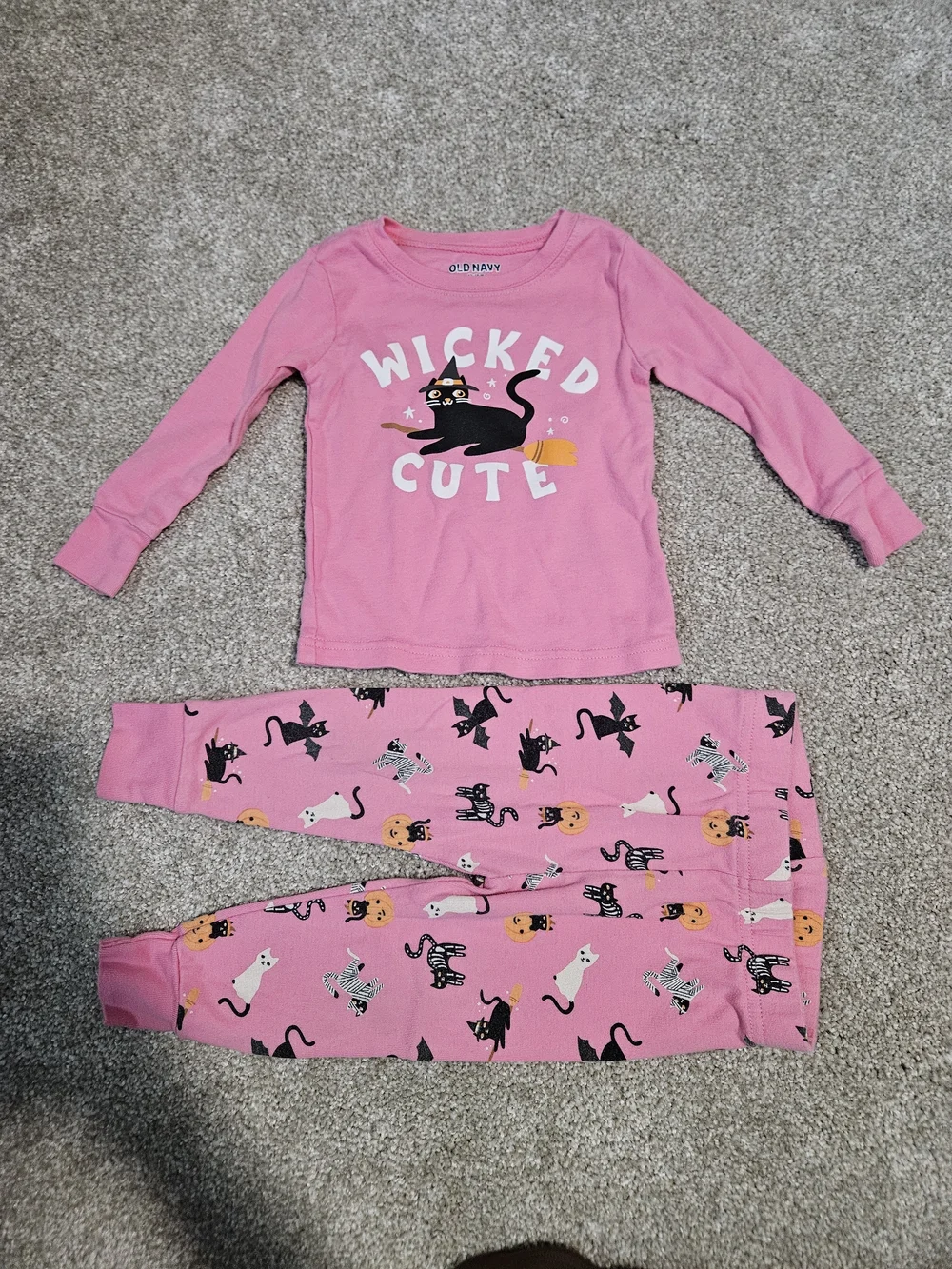 Old Navy, Bundle Of 2 Matching Halloween Pajamas - 2 Pants 2 Shirts 100% Cotton